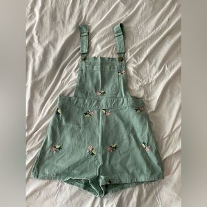 Floral Embroidery pocket romper